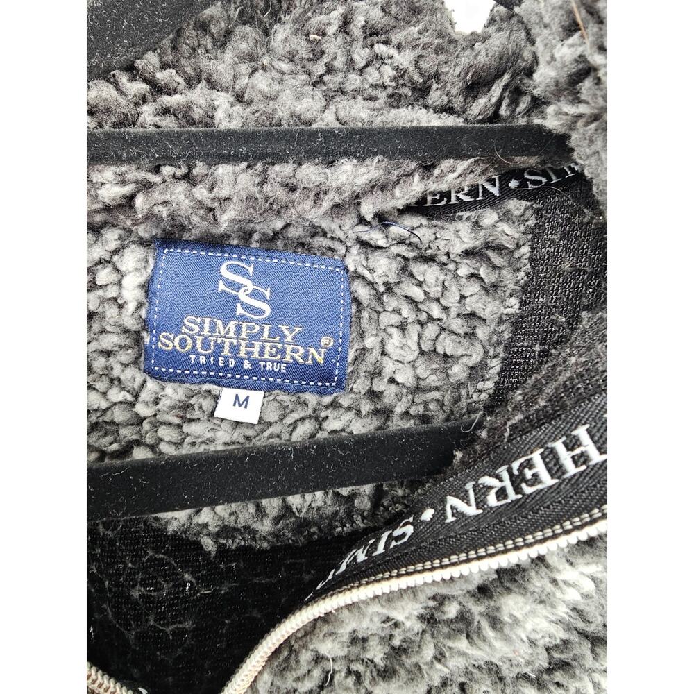 Simply Southern Womens Sz M gray sherpa fleece 1/4 zip pullover Super Soft - Picture 3 of 4